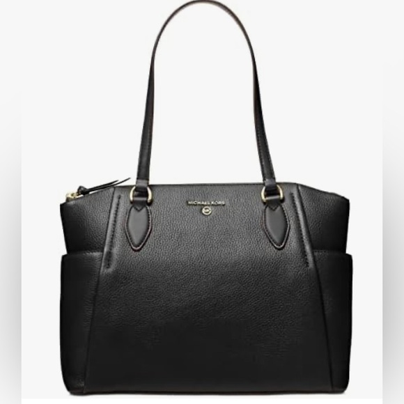 Michael Kors Black Sienna Pebbled Leather shoulder satchel purse bag EUC - Picture 1 of 12